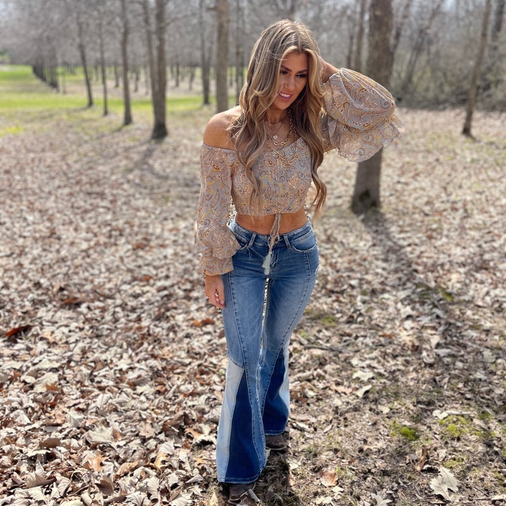Vervet flare color block high rise jeans - Picture 3 of 4